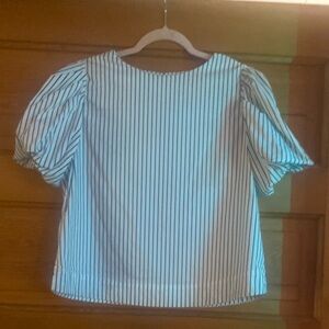 Free Market Elegant Black and White Striped Blouse